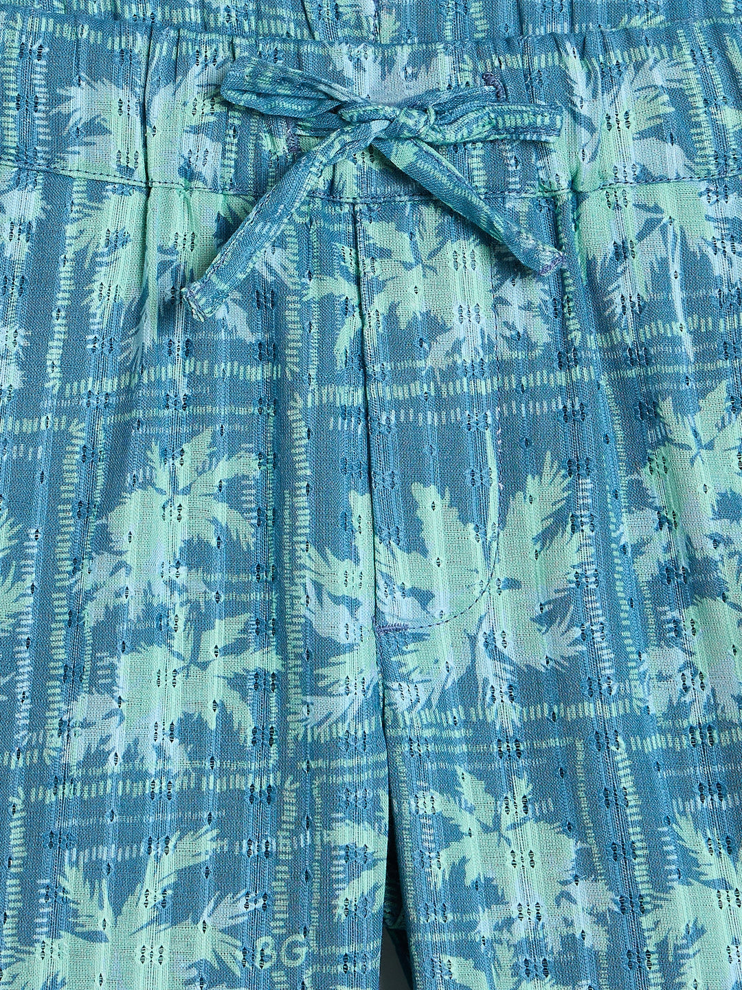 Blue Giraffe Boys Teal Green Floral Regular Fit Pure Cotton Shorts