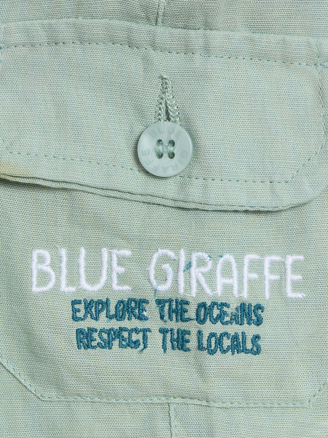 Blue Giraffe Boys Green Solid Regular Fit Shorts