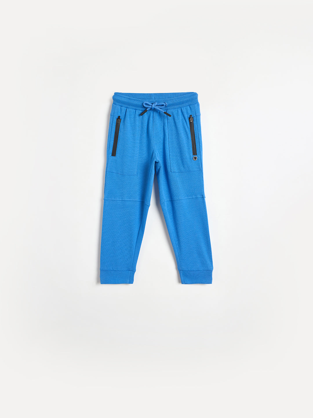 Blue Giraffe Boys Blue Solid Regular Fit Pure Cotton Jogger