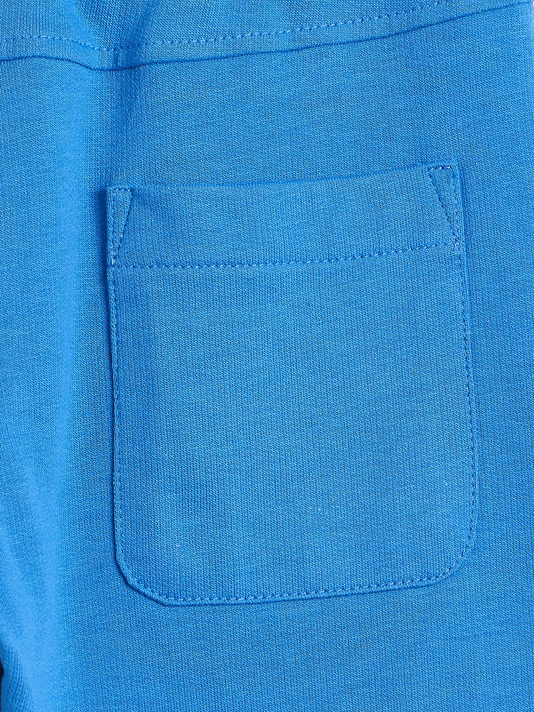 Blue Giraffe Boys Blue Solid Regular Fit Pure Cotton Jogger