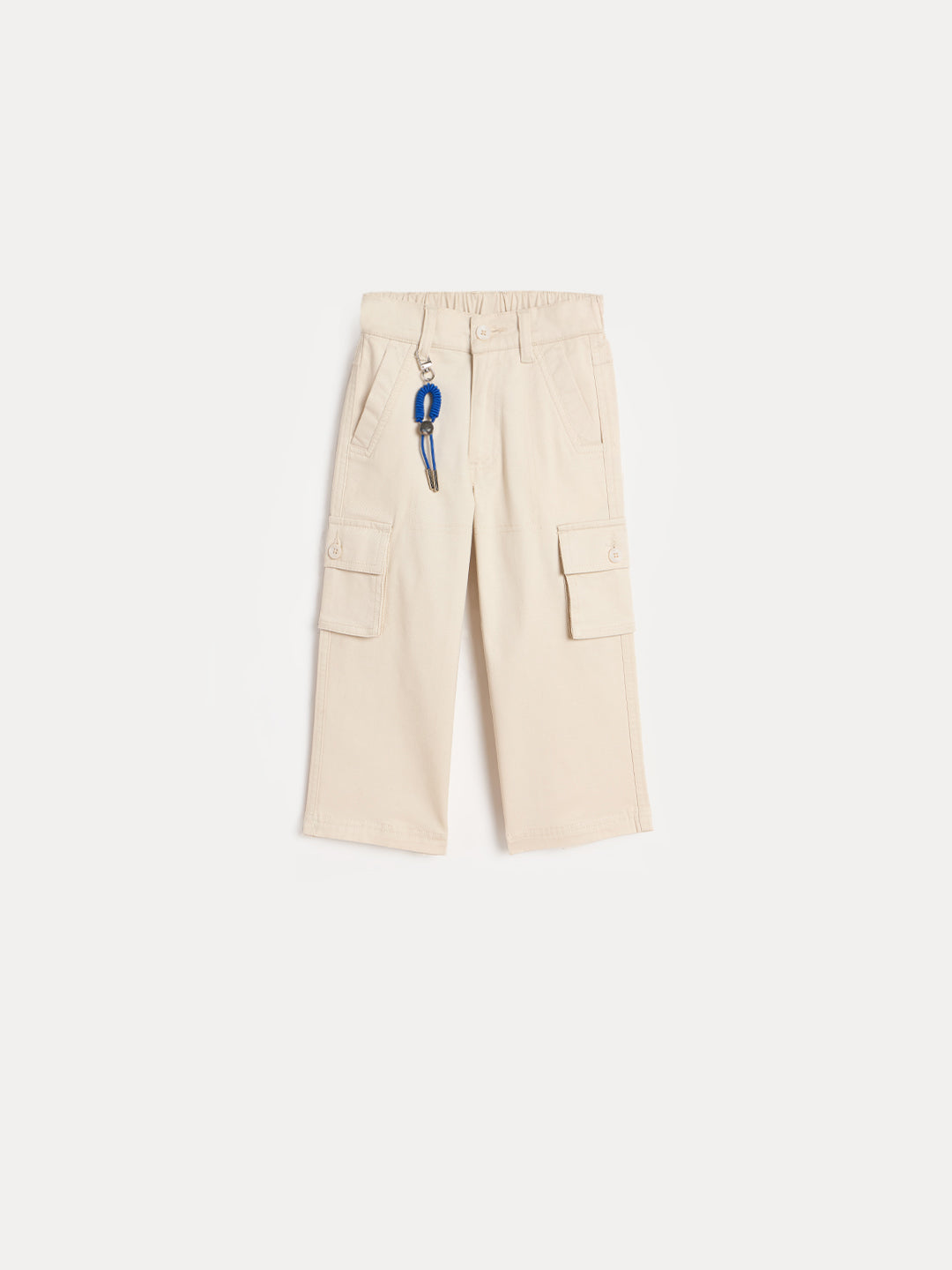Blue Giraffe Boys Cream Solid Regular Fit Trouser
