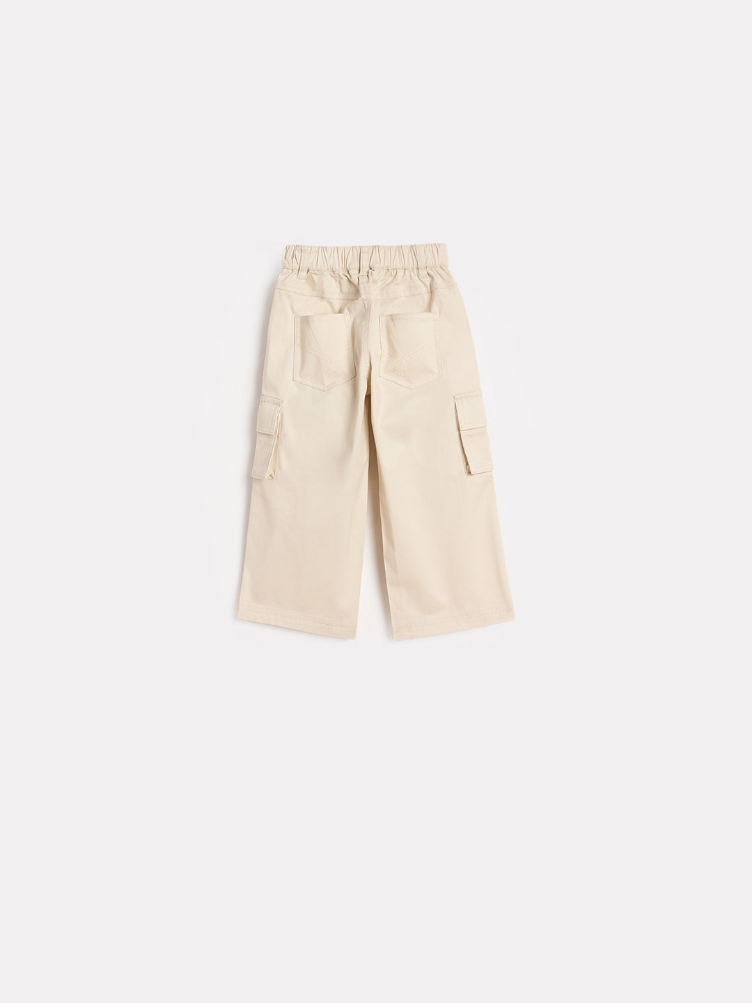 Blue Giraffe Boys Cream Solid Regular Fit Trouser