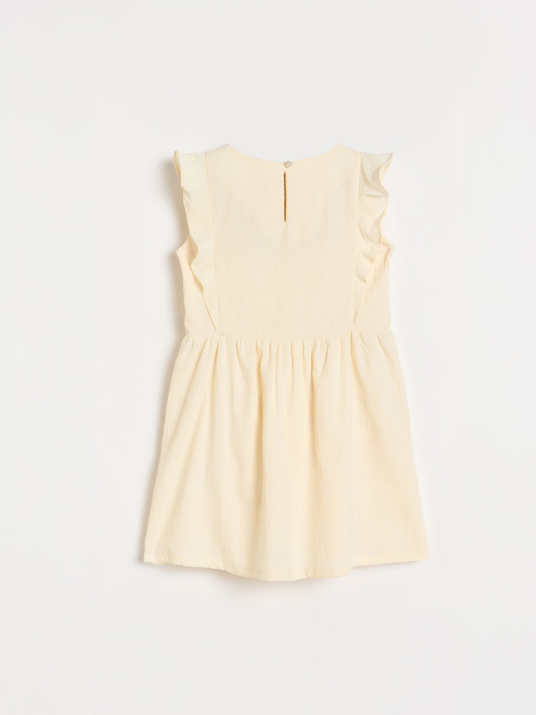 Blue Giraffe Girls Cream Embroidered Fit & Gathered Dress