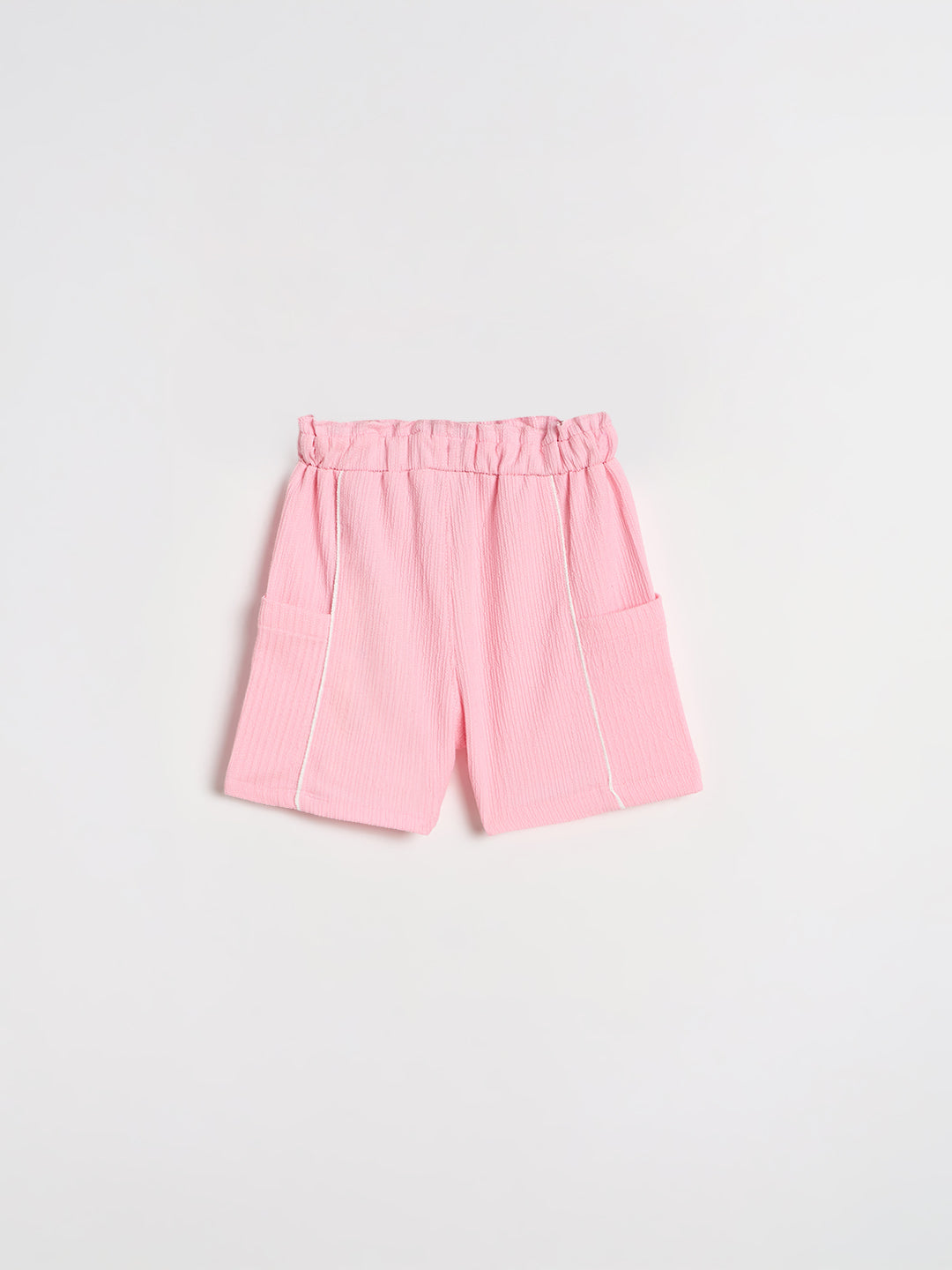 Blue Giraffe Girls Pink Solid Regular Fit Shorts