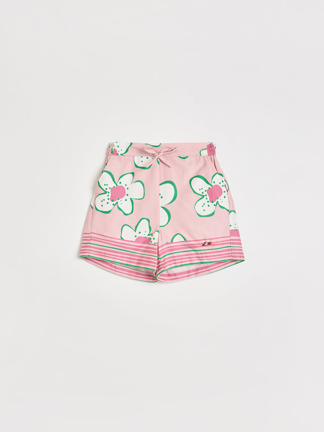 Blue Giraffe Girls Pink Printed Short