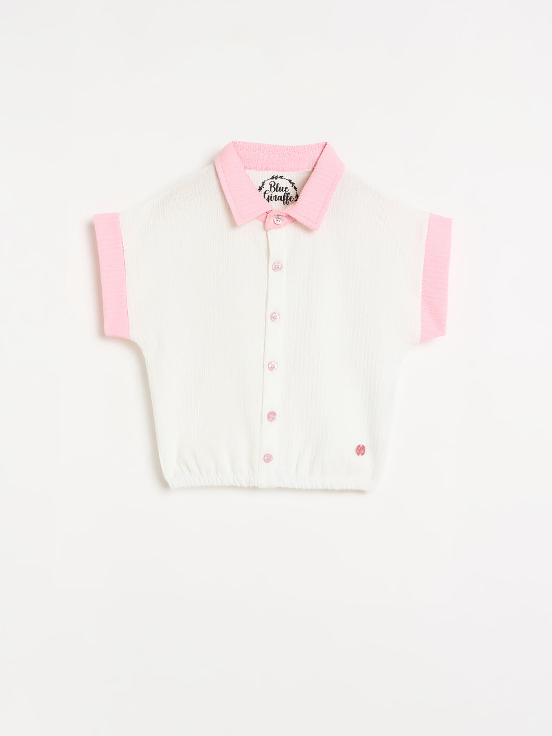 Blue Giraffe Girls White Solid Regular Fit Polo T-Shirt