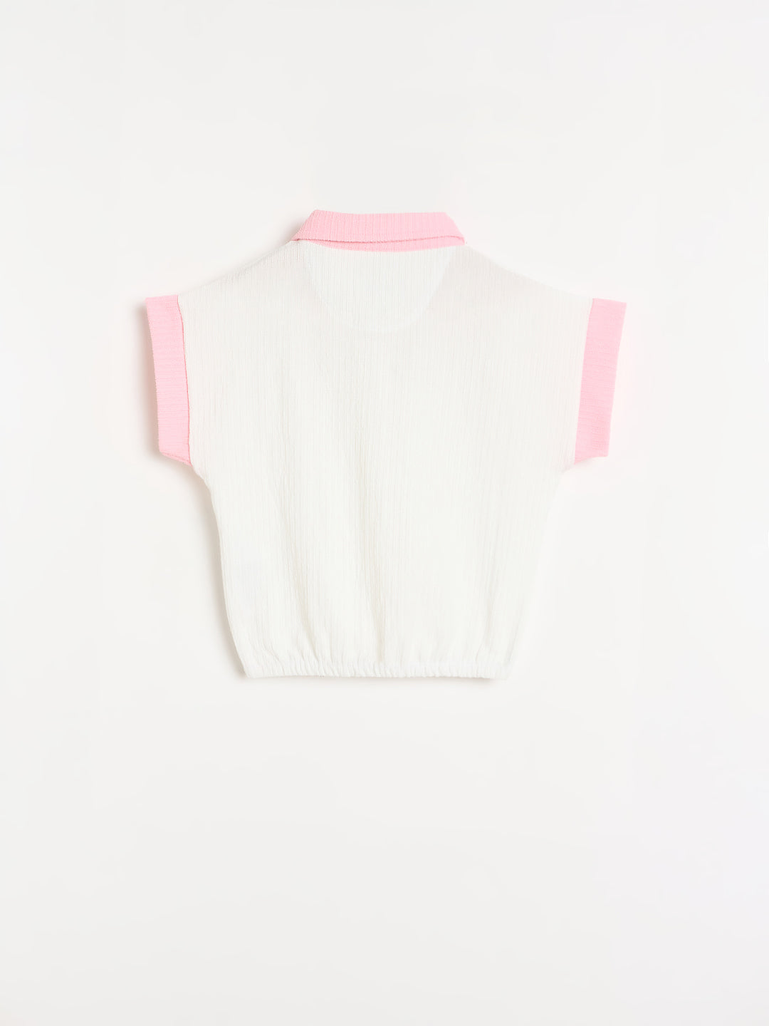 Blue Giraffe Girls White Solid Regular Fit Polo T-Shirt