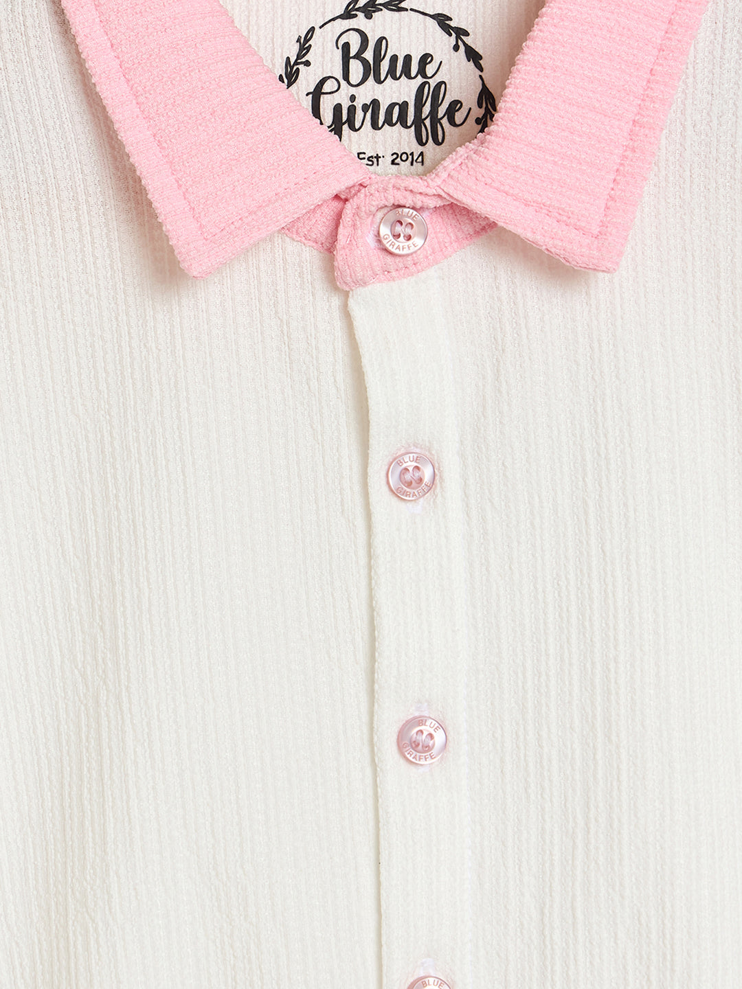 Blue Giraffe Girls White Solid Regular Fit Polo T-Shirt