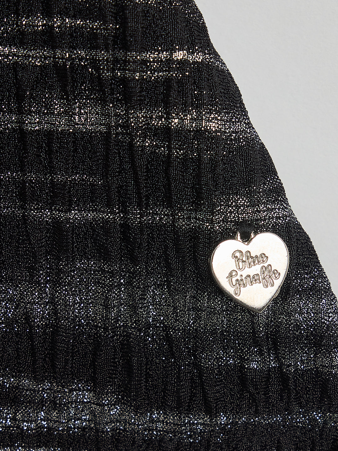 Blue Giraffe Girls Black Striped Flared Fit Dress