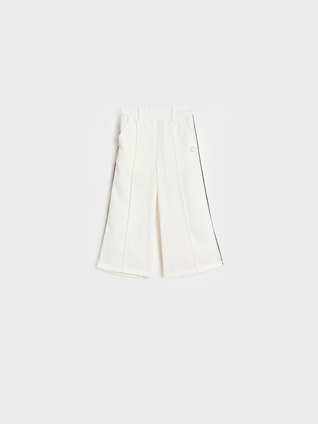 Blue Giraffe Girls White Solid Wide Leg Trouser