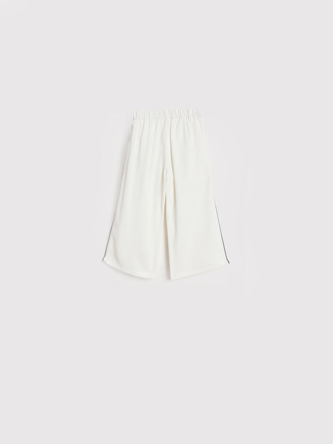 Blue Giraffe Girls White Solid Wide Leg Trouser