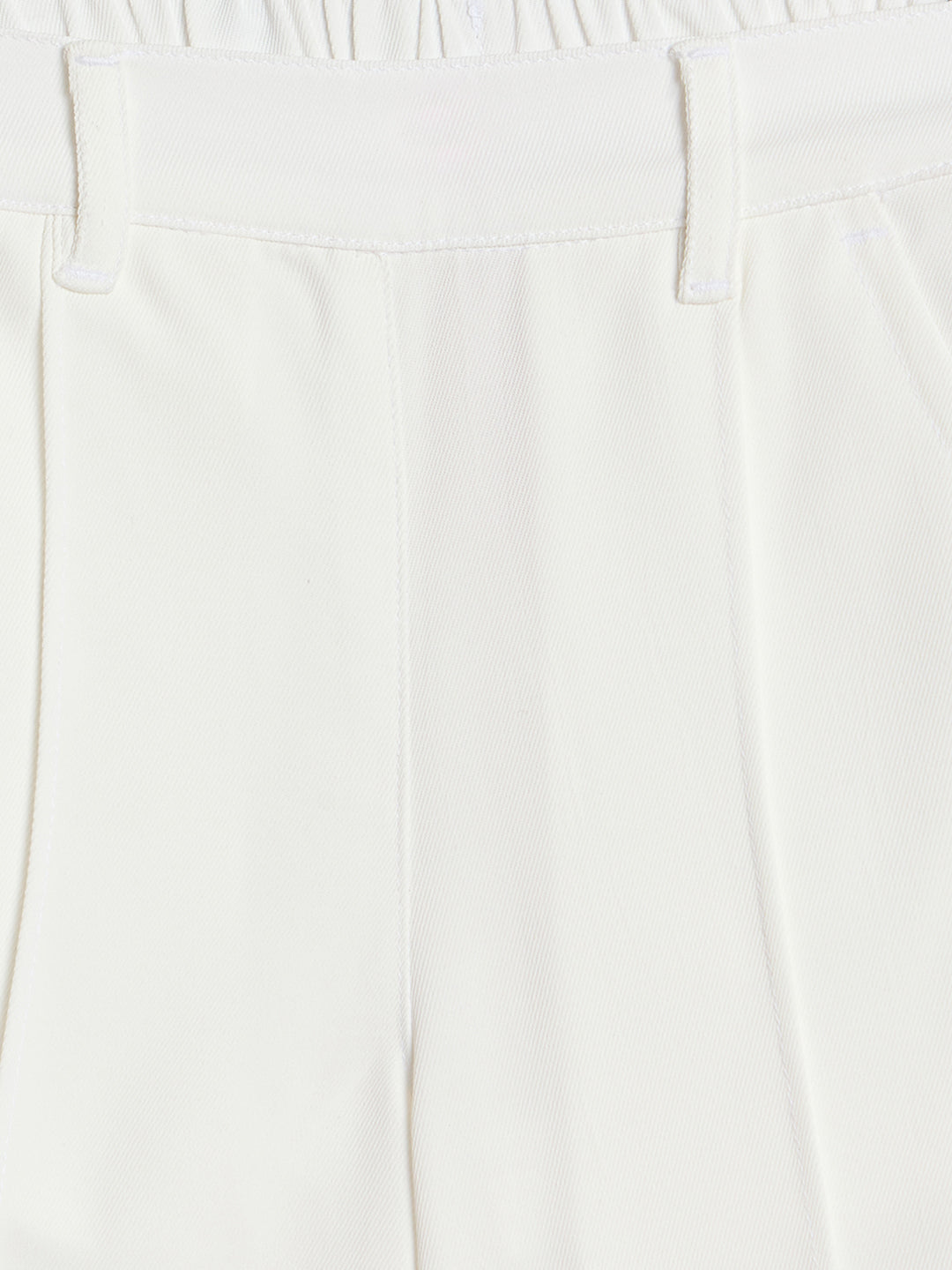 Blue Giraffe Girls White Solid Wide Leg Trouser