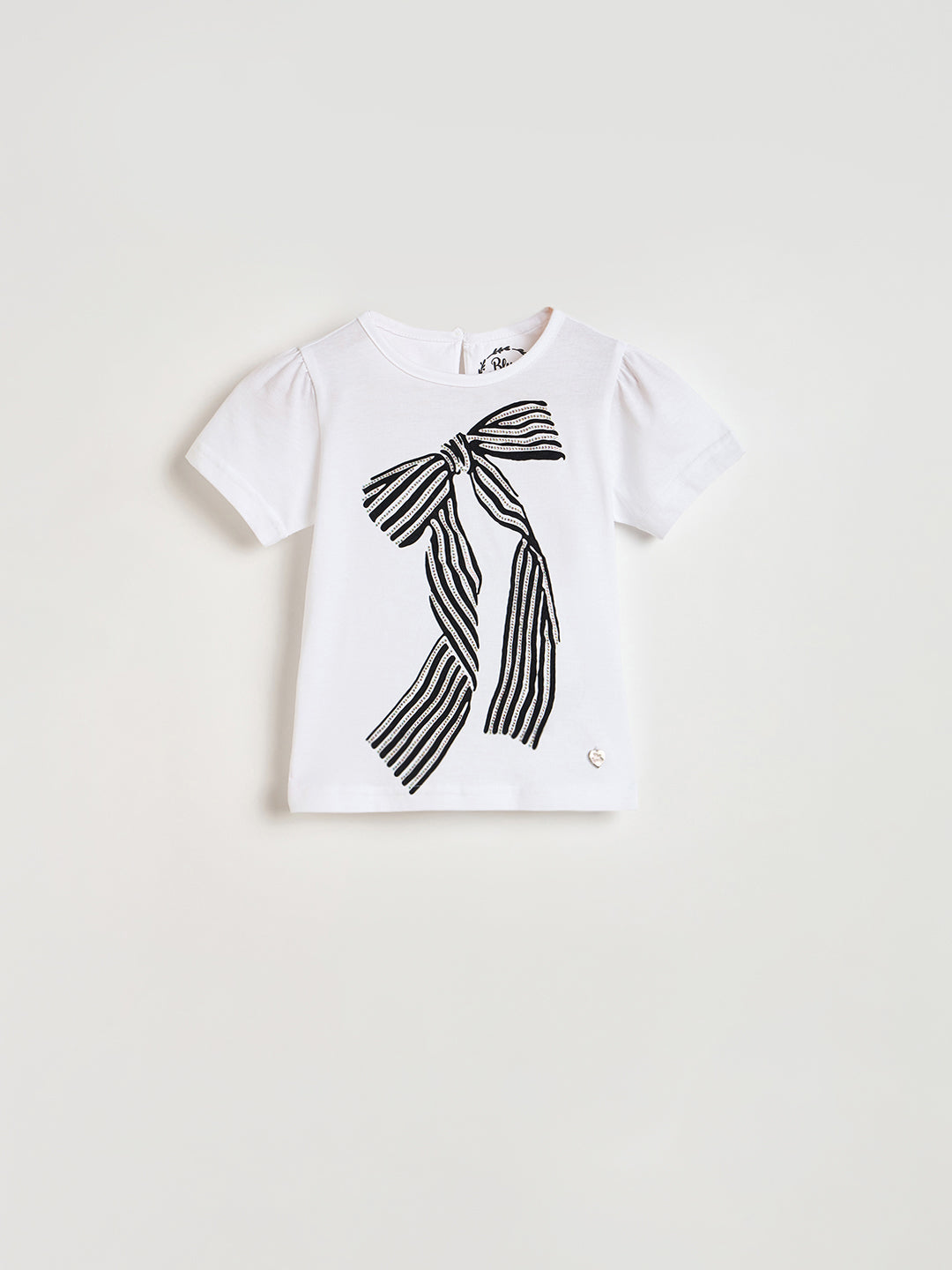 Blue Giraffe Girls White Embellished Regular Fit Pure Cotton T-Shirt