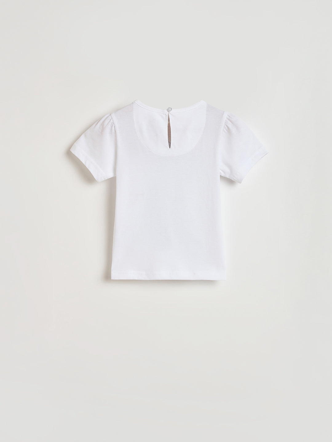 Blue Giraffe Girls White Embellished Regular Fit Pure Cotton T-Shirt