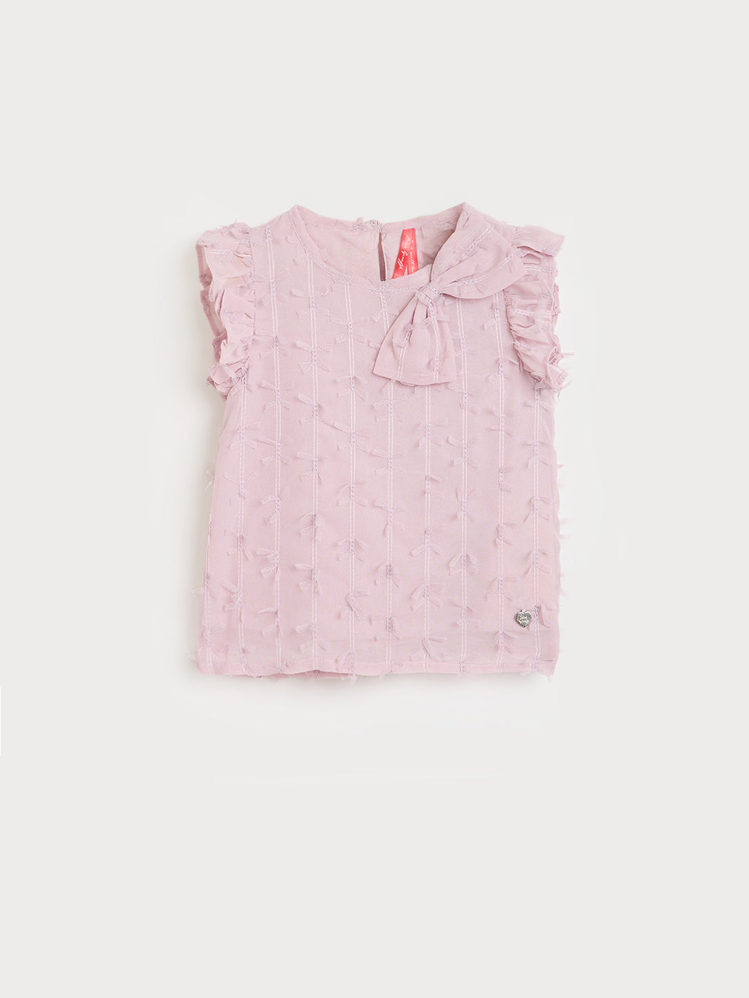 Blue Giraffe Girls Pink Self Design Regular Fit Top