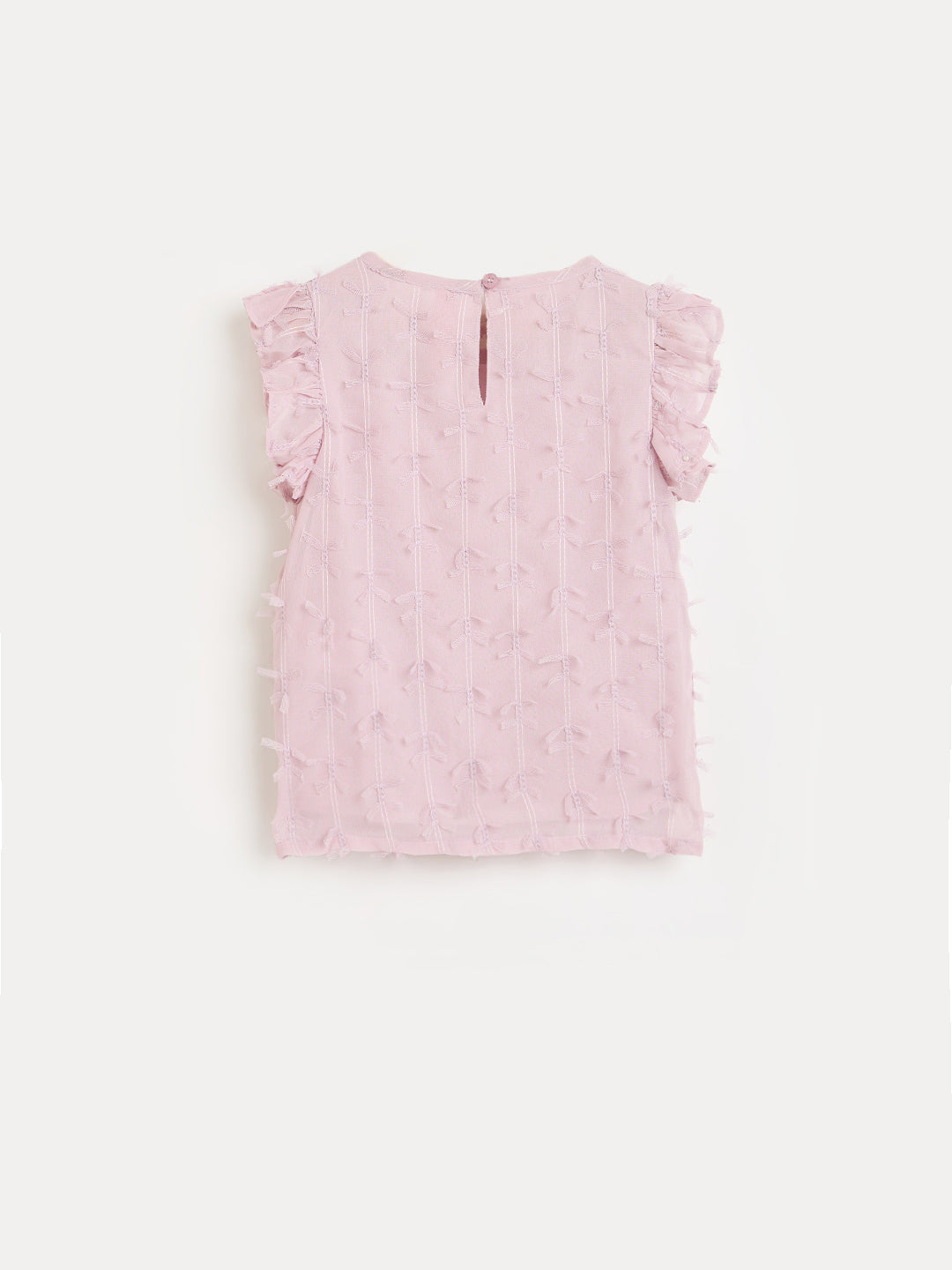 Blue Giraffe Girls Pink Self Design Regular Fit Top
