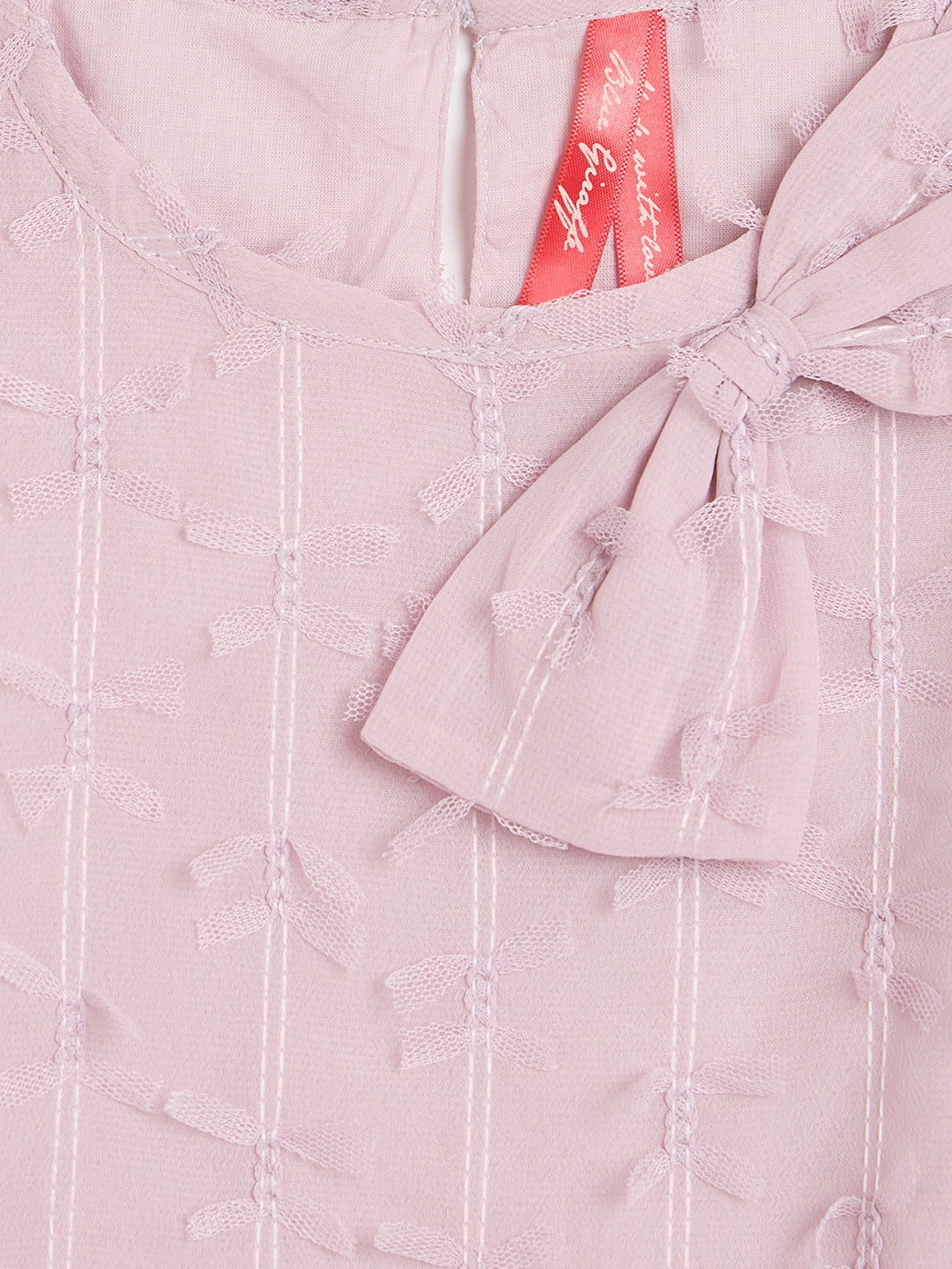 Blue Giraffe Girls Pink Self Design Regular Fit Top