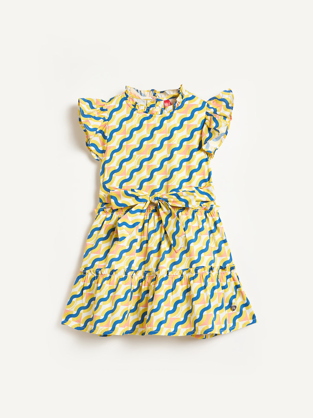 Blue Giraffe Girls Multicolor Striped Fit & Flared Pure Cotton Dress