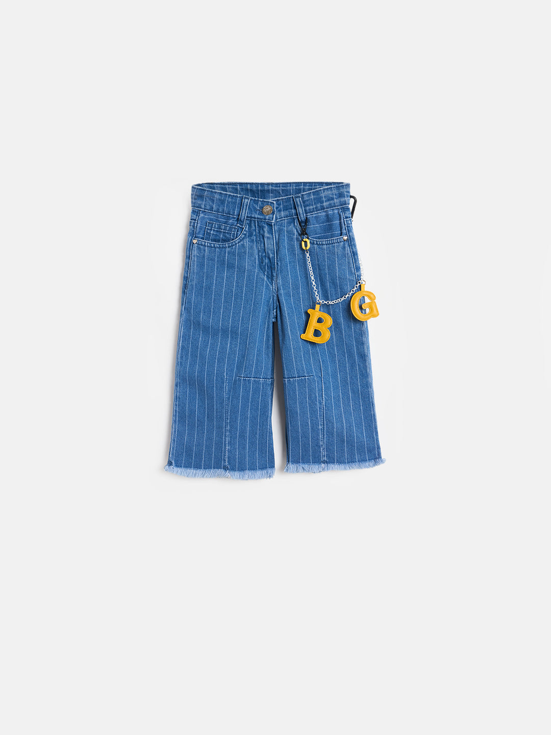 Blue Giraffe Girls Blue Striped Baggy Fit Jeans