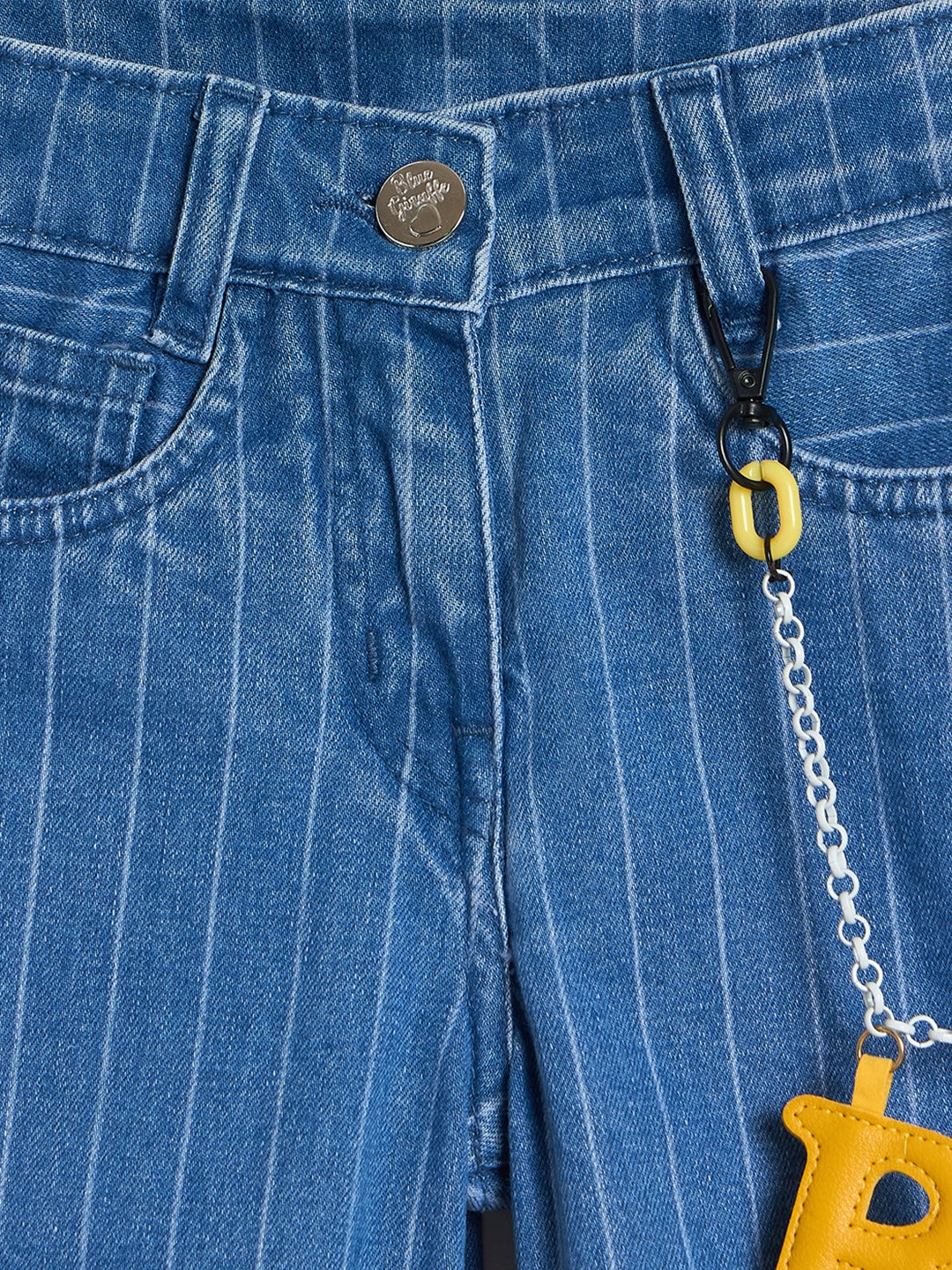Blue Giraffe Girls Blue Striped Baggy Fit Jeans