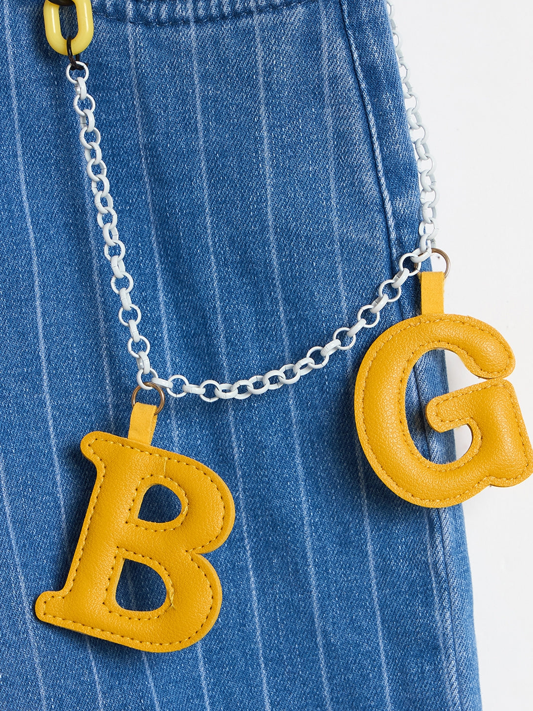 Blue Giraffe Girls Blue Striped Baggy Fit Jeans