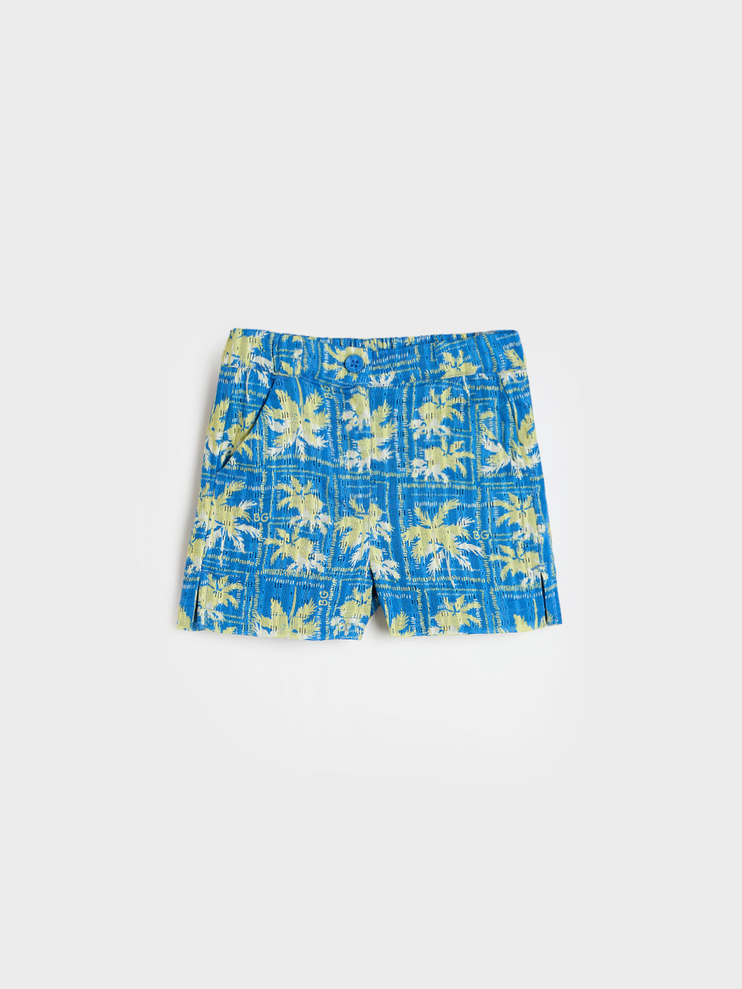 Blue Giraffe Girls Marine Blue Printed Regular Fit Pure Cotton Shorts