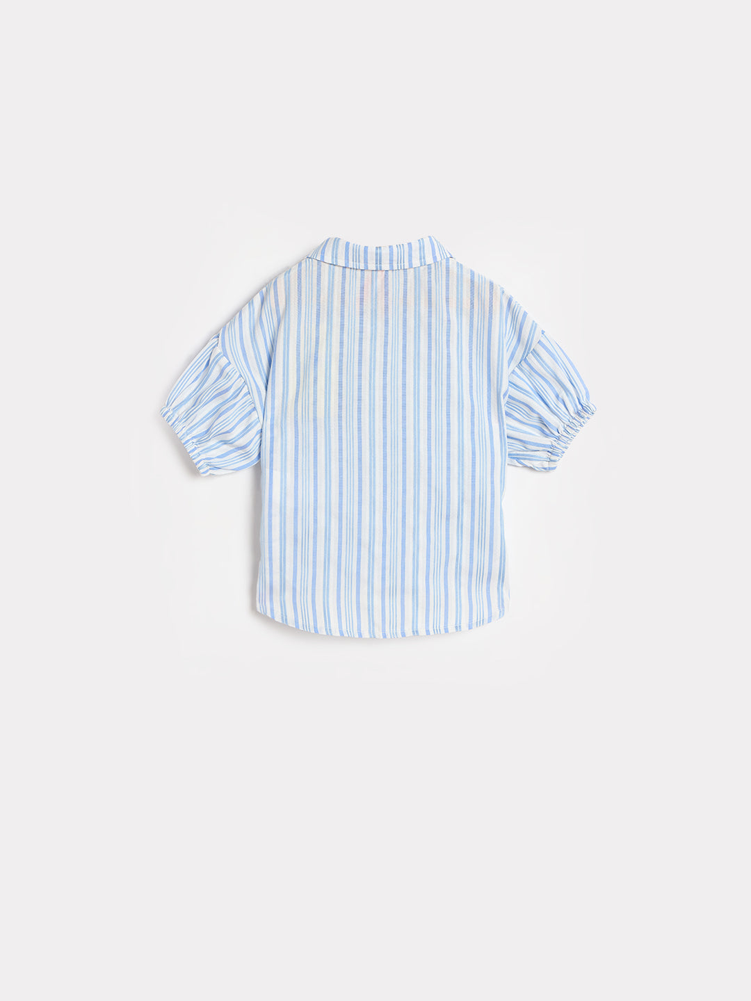 Blue Giraffe Girls White Striped Regular Fit Top