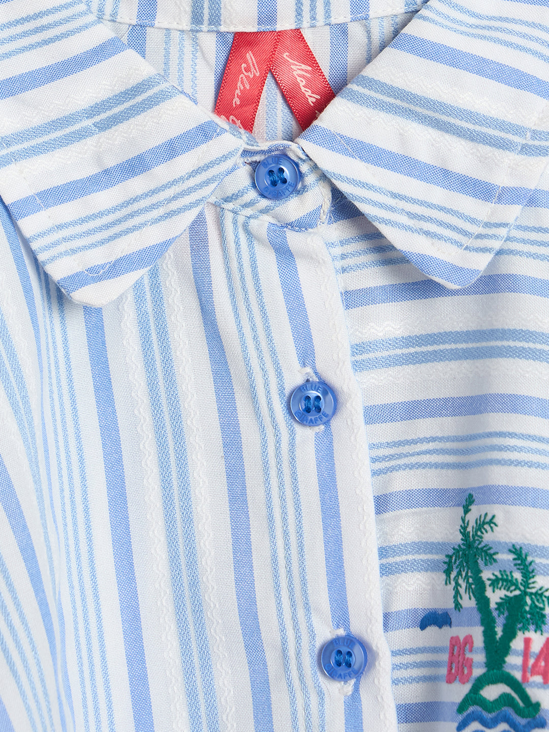 Blue Giraffe Girls White Striped Regular Fit Top