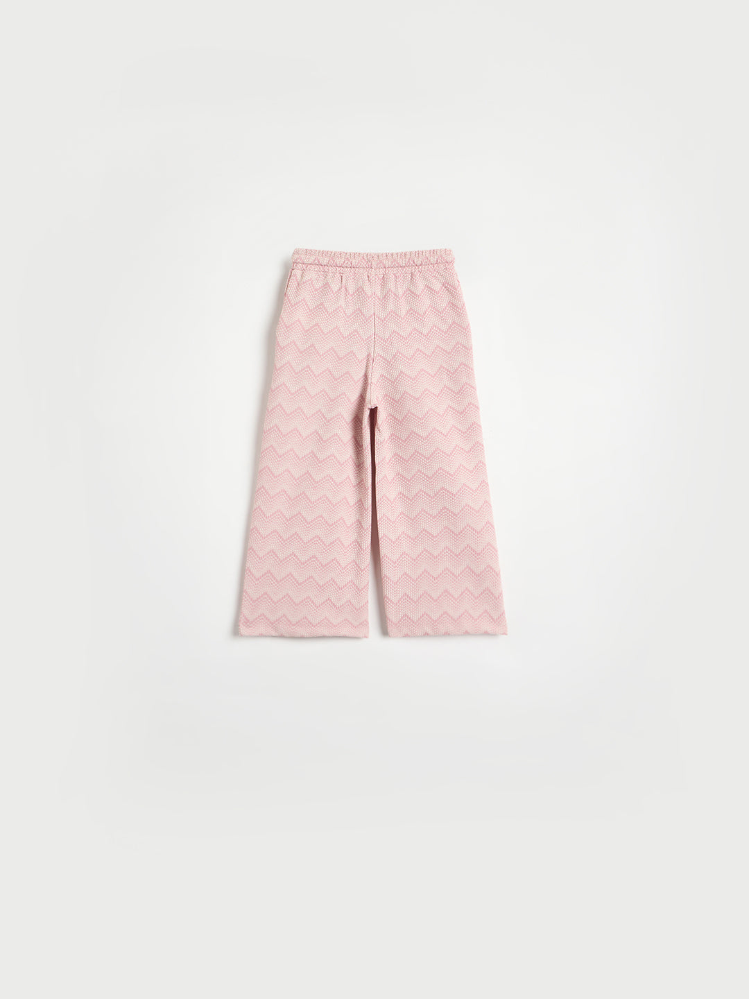 Elle Girls Pink Printed Regular Fit Jacquard Trouser