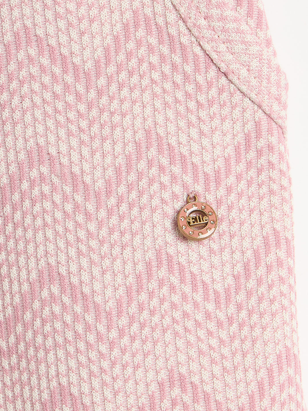 Elle Girls Pink Printed Regular Fit Jacquard Trouser