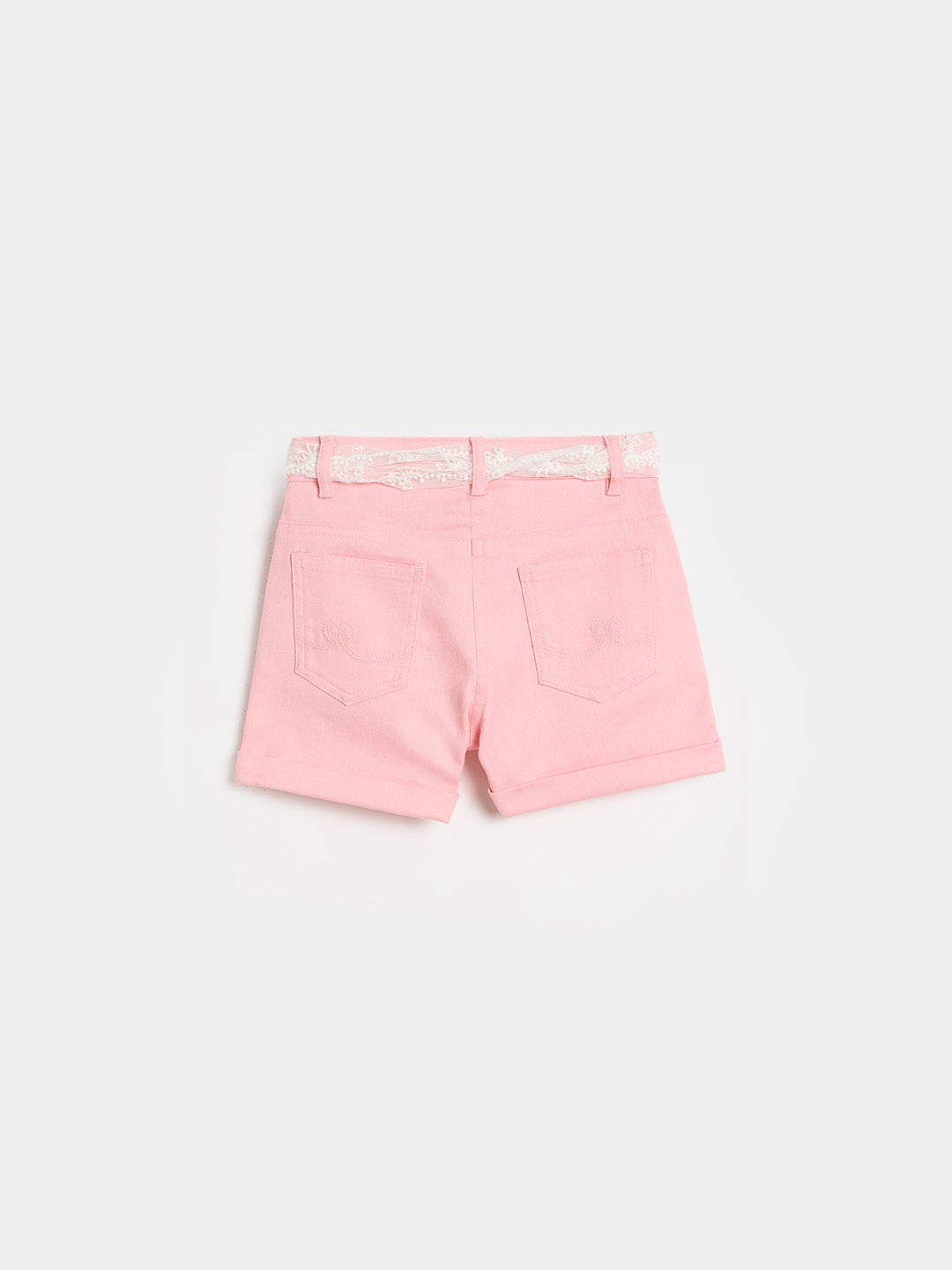 Elle Girls Pink Solid Regular Fit Shorts