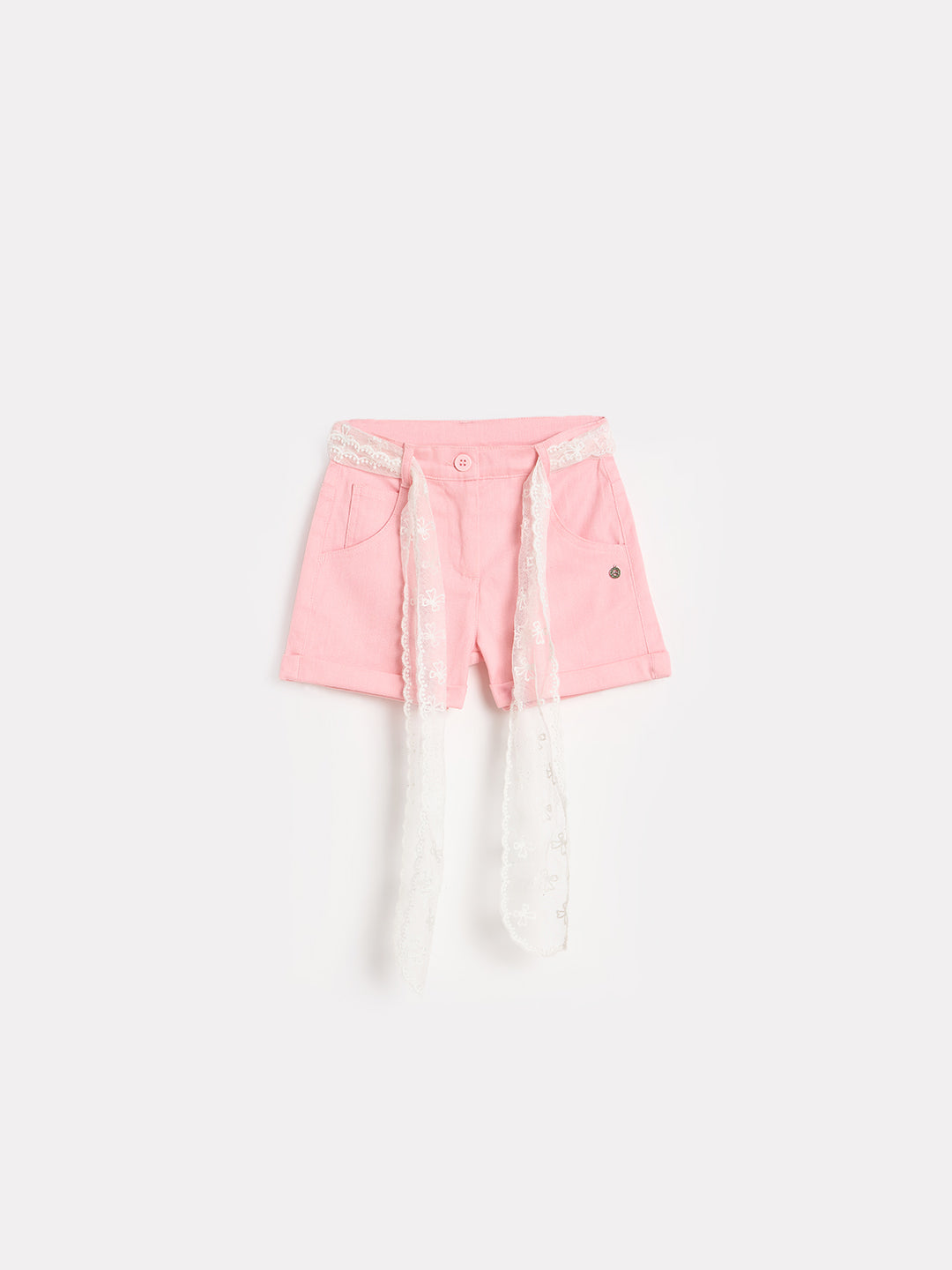 Elle Girls Pink Solid Regular Fit Shorts