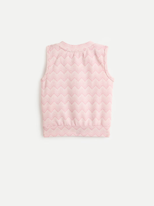 Elle Girls Pink Jacquard T-Shirt