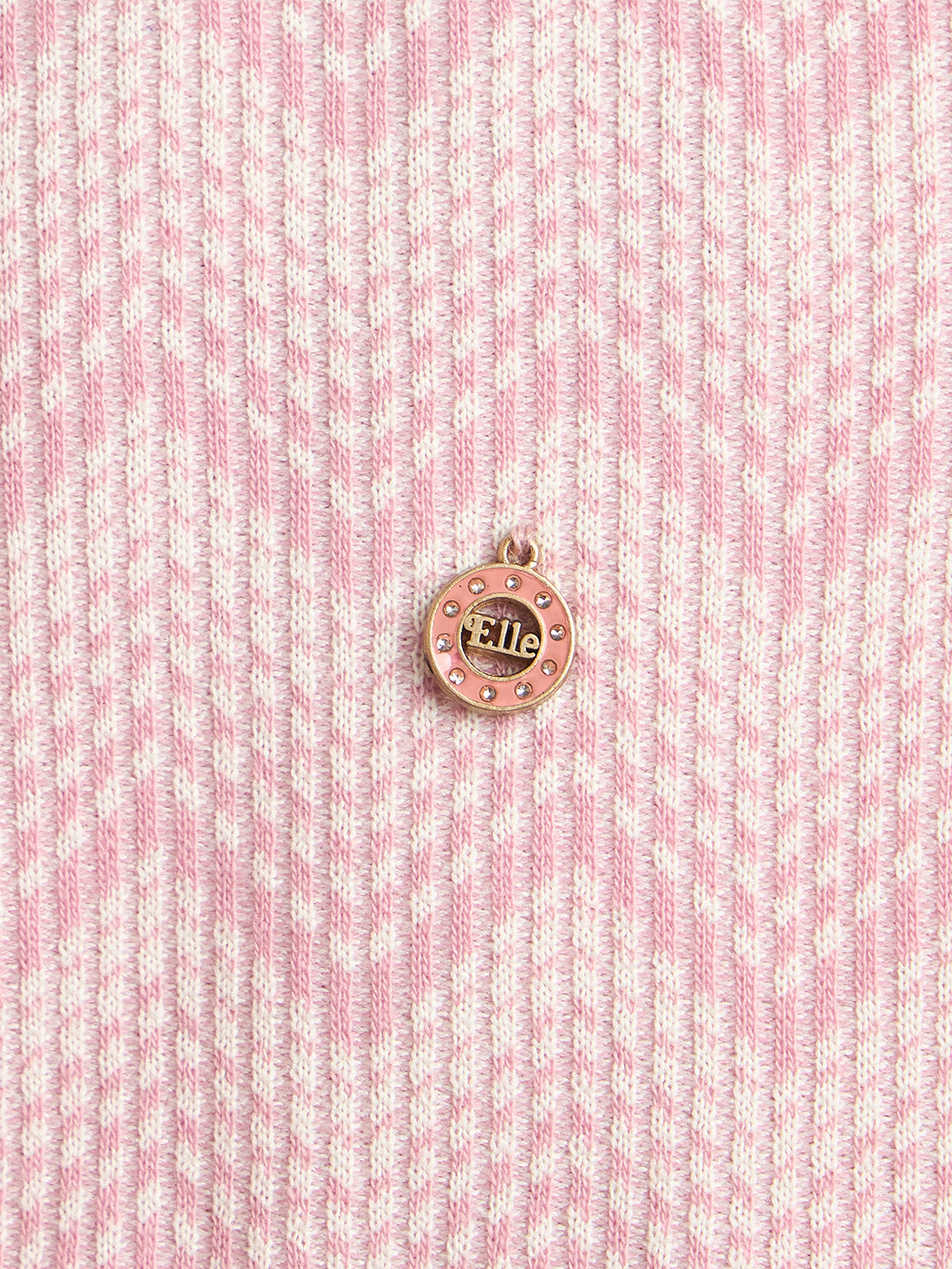 Elle Girls Pink Jacquard Regular Fit Jacquard T-Shirt
