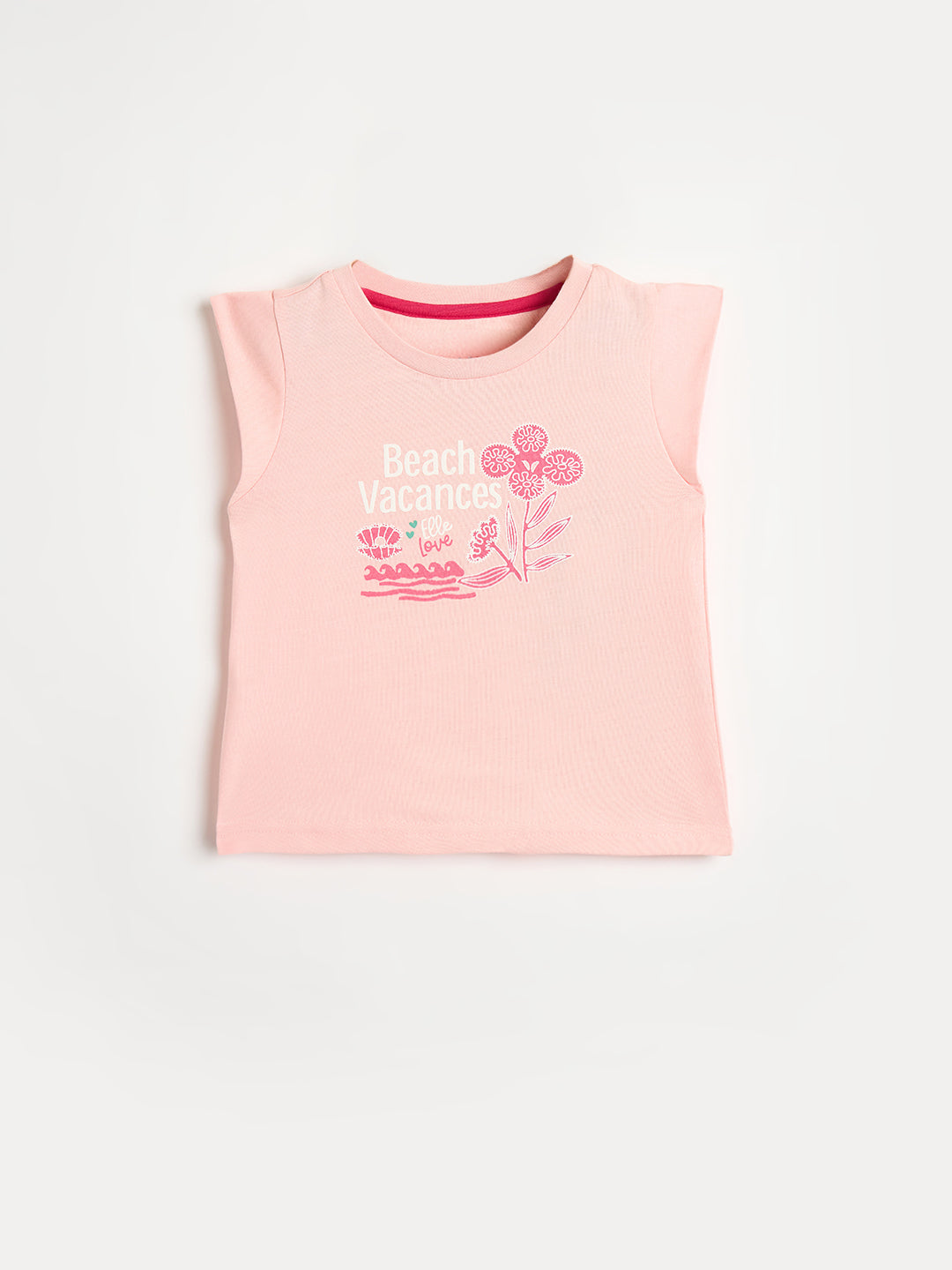 Elle Girls Cotton Pink Graphic T-Shirt