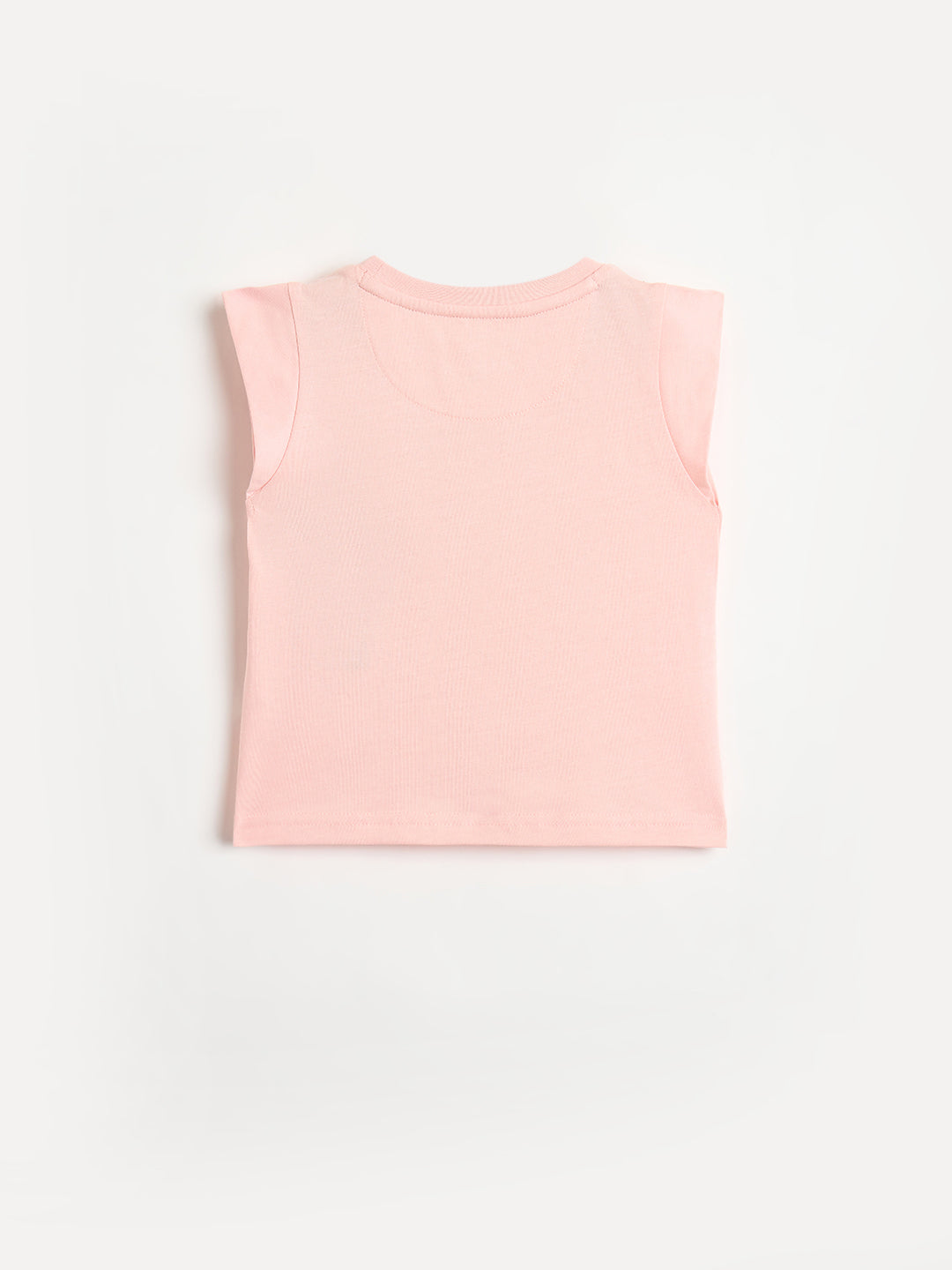 Elle Girls Pink Solid Regular Fit Pure Cotton T-Shirt