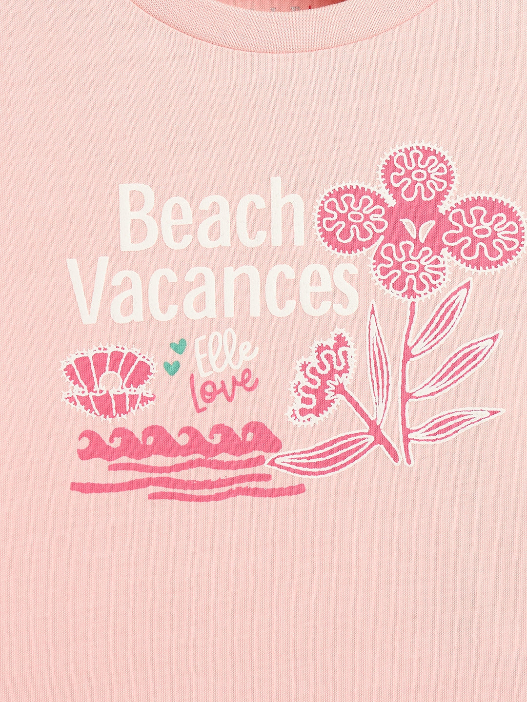 Elle Girls Cotton Pink Graphic T-Shirt