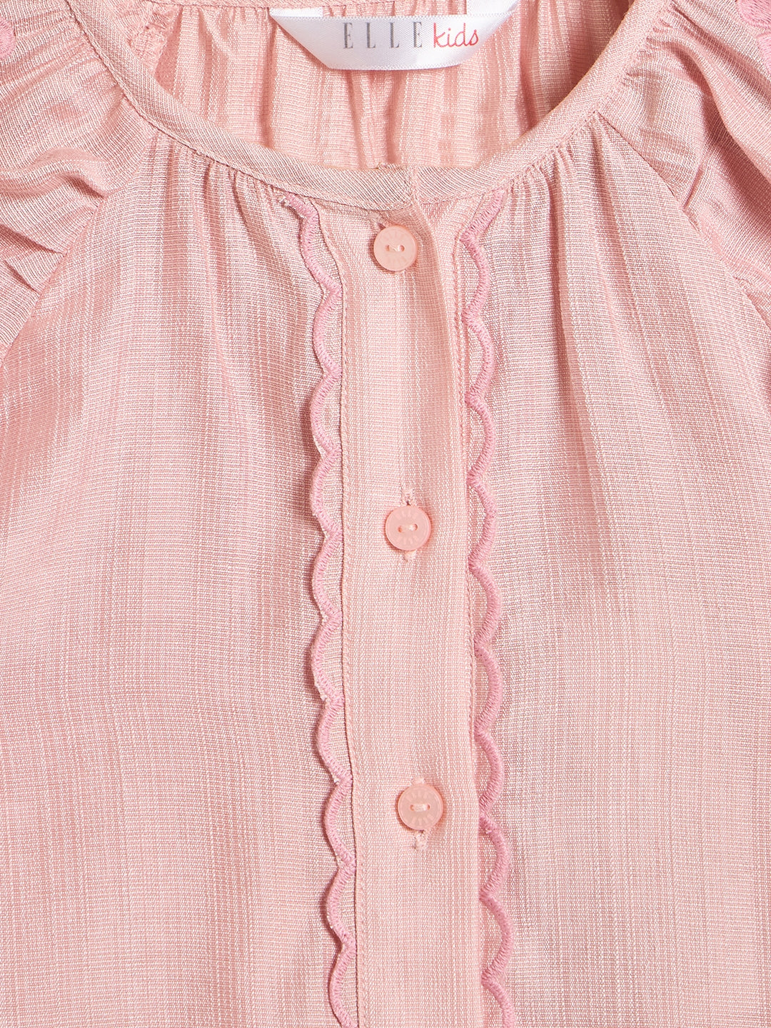 Elle Girls Pink Embroidered Flared Fit Top