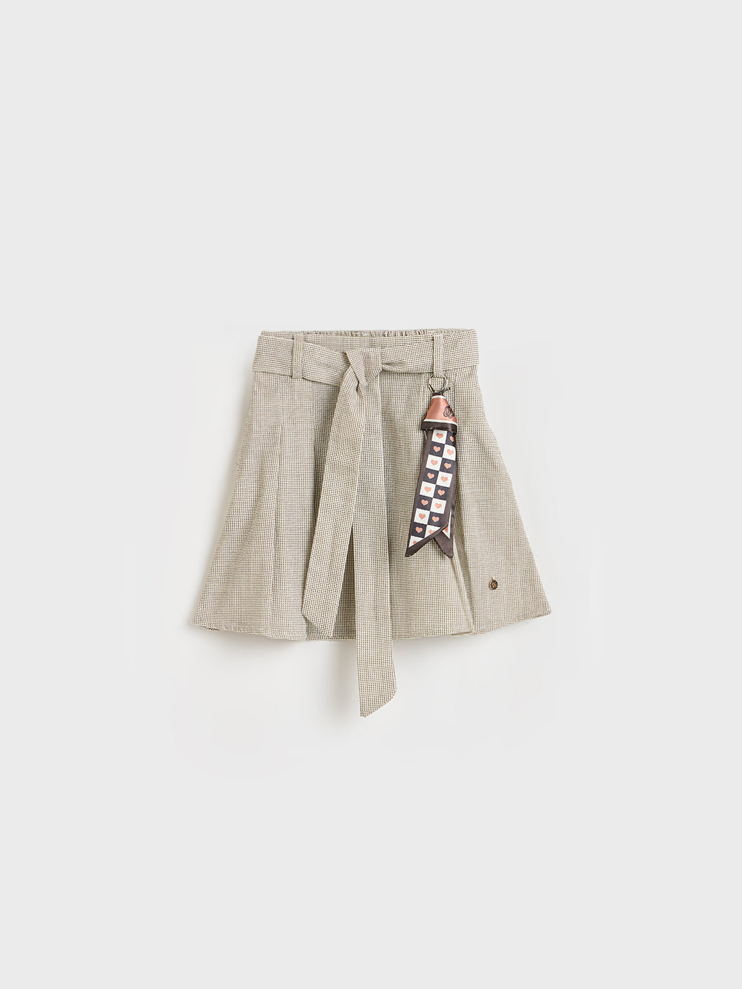 Elle Girls Beige Printed A-Line Fit Pure Cotton Skirt