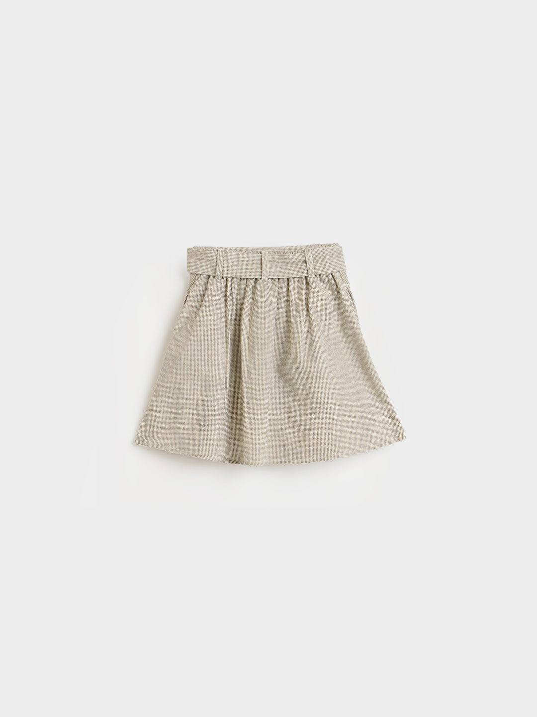 Elle Girls Beige Printed A-Line Fit Pure Cotton Skirt