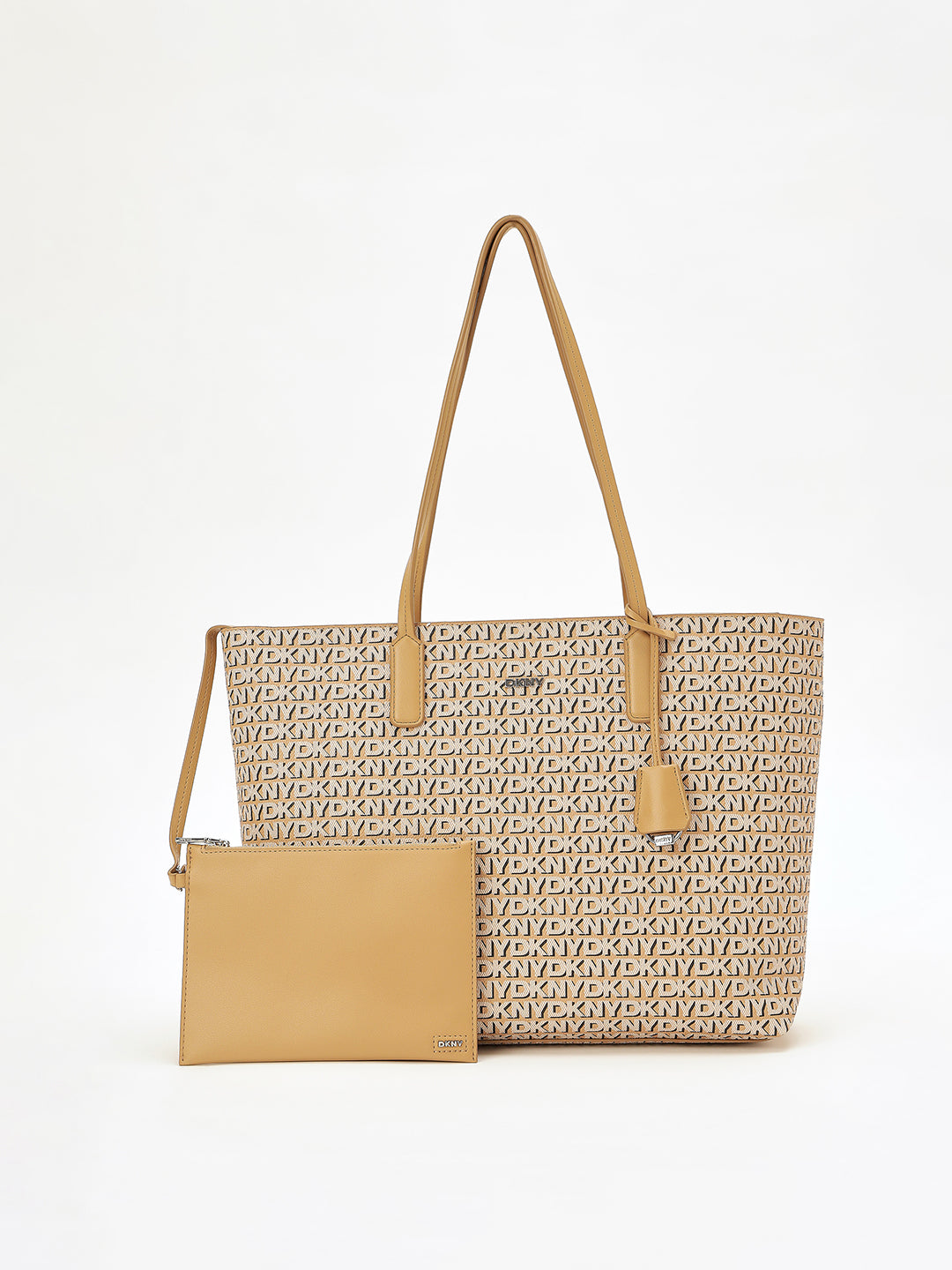 DKNY Women Beige Printed  Tote Bags