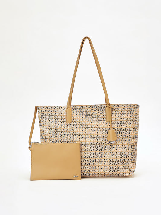 DKNY Women Beige Printed  Tote Bags