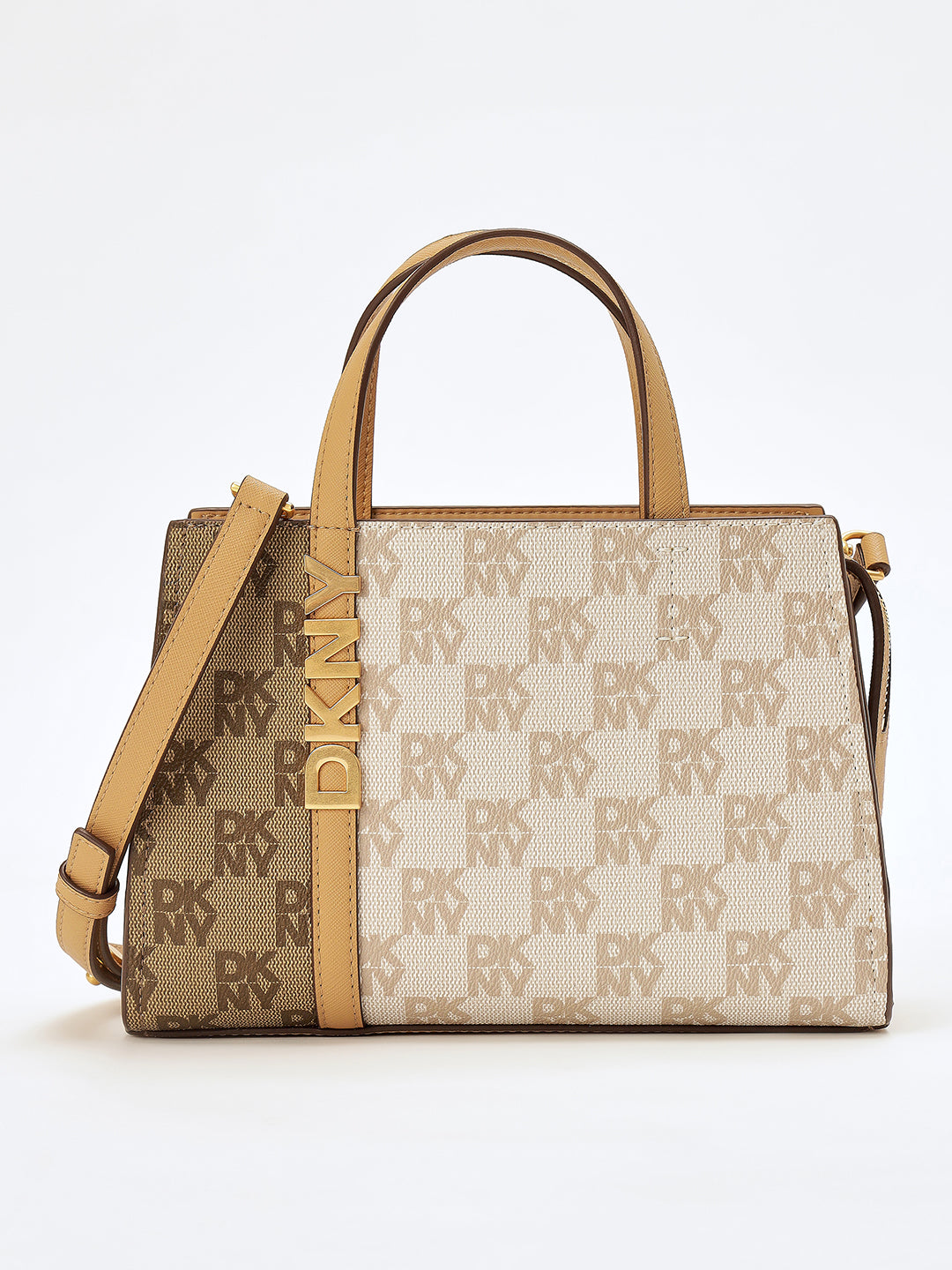 DKNY Beige Avril Printed Satchel