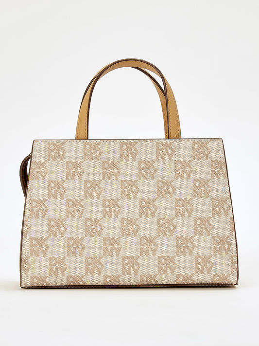 DKNY Beige Avril Printed Satchel