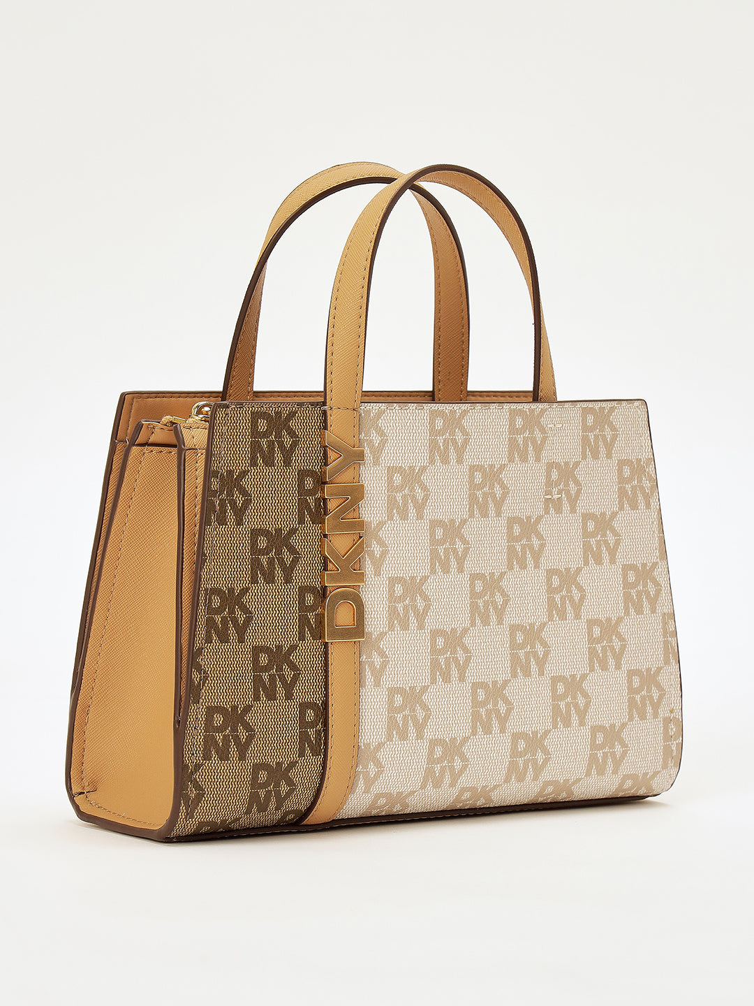 DKNY Beige Avril Printed Satchel