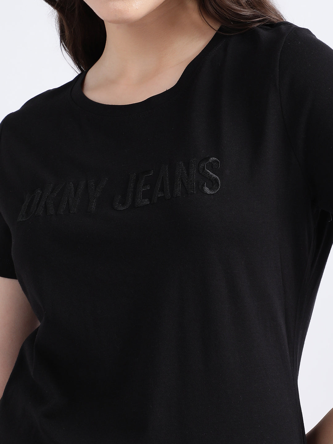 Dkny Black Fashion Logo Regular Fit T-Shirt