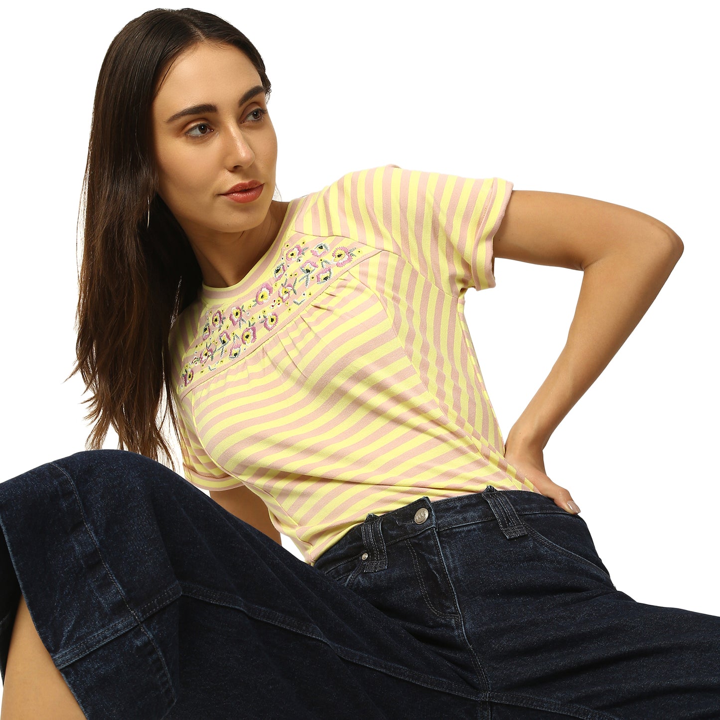 Elle Women White Solid Regular Fit Jeans