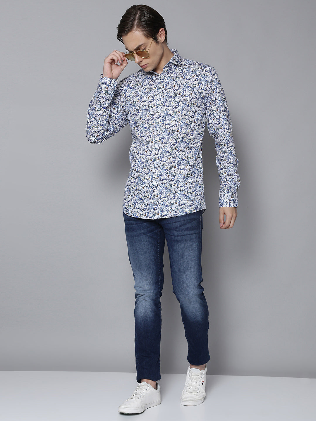 Bruun & Stengade Men White Printed Collar Shirt