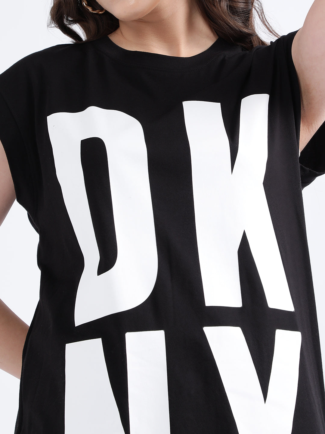 Dkny Black Fashion Logo Regular Fit T-Shirt