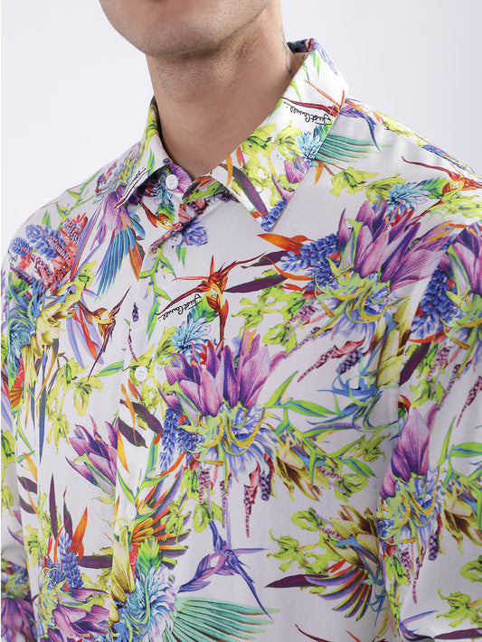 Just Cavalli Men Multi Printed Collar Shirt